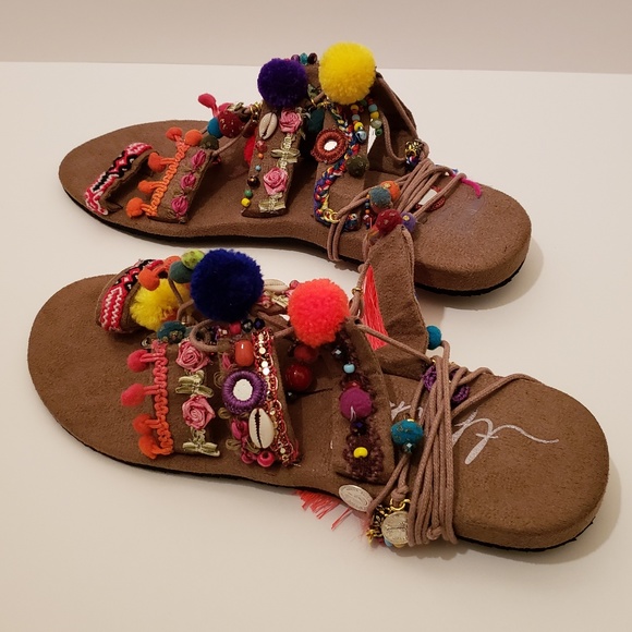 Free People Thaikila Khun Wrap Sandals Large 8 - Picture 3 of 8